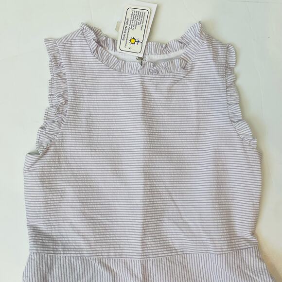 NWT Florence Eiseman Size 12 Lavender Stripe Seersucker Dress with Ruffles - Picture 2 of 6